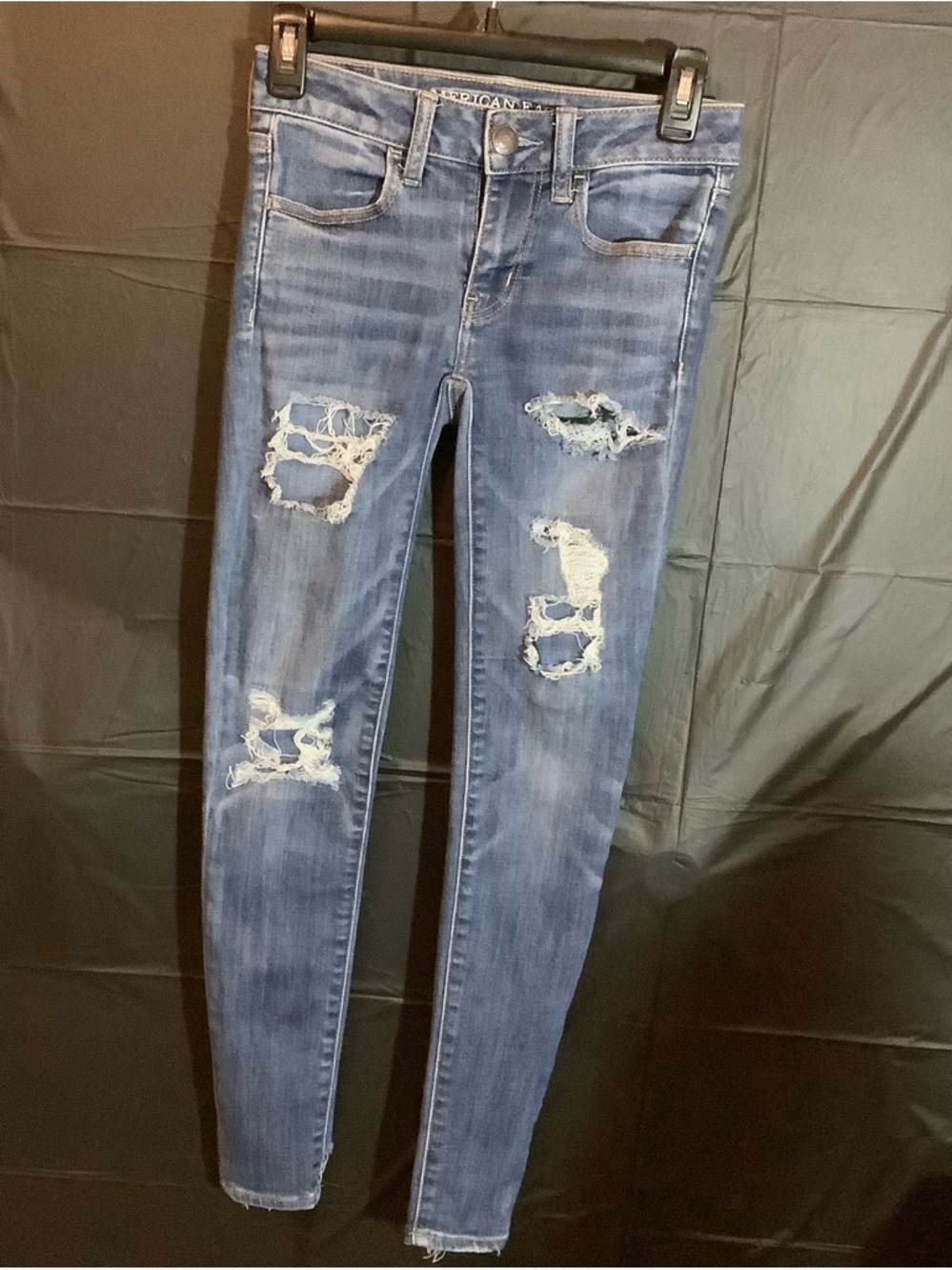 American Eagle Outfitters Light Blue Ripped Skinny Jeans